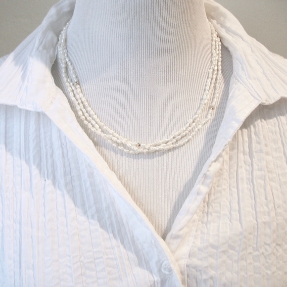 Freshwater Pearl Necklace, Multi Strands, White - Picture 3 of 9